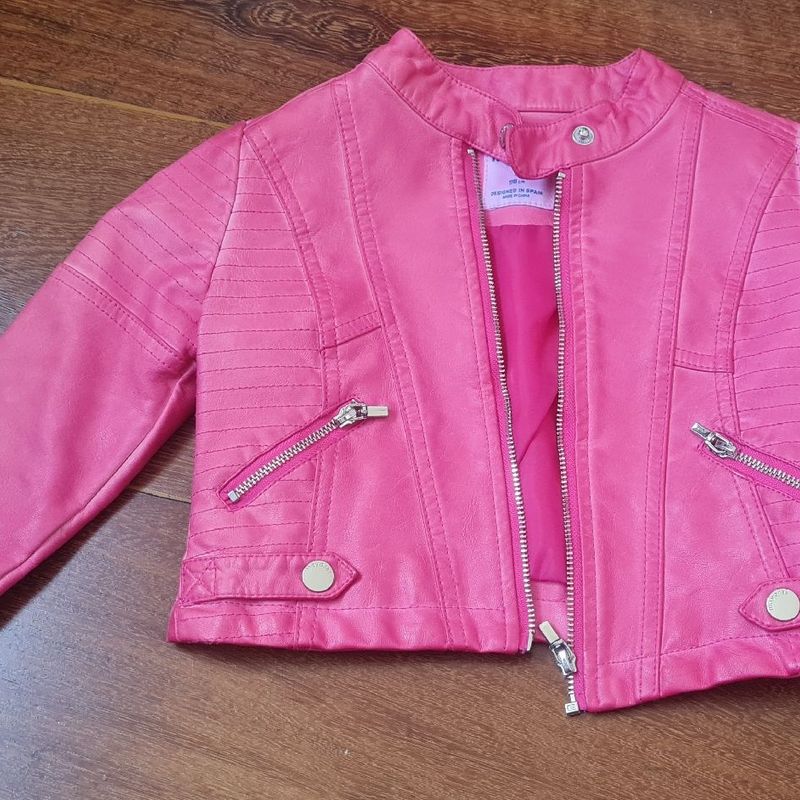Jaqueta Couro Ecol gico Rosa Roupa Infantil para Menina