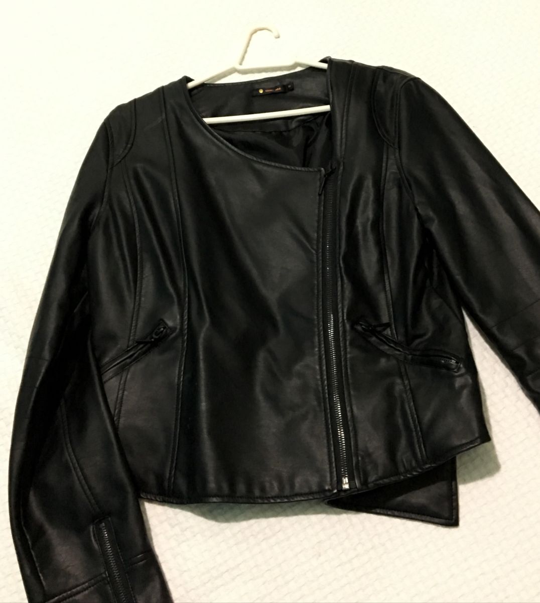 jaqueta de couro fake feminina