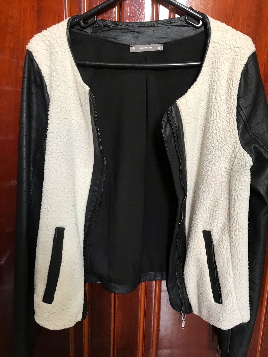 jaqueta couro fake feminina