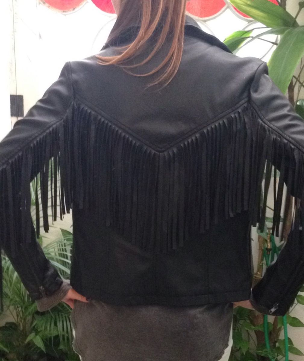 jaqueta de franja feminina