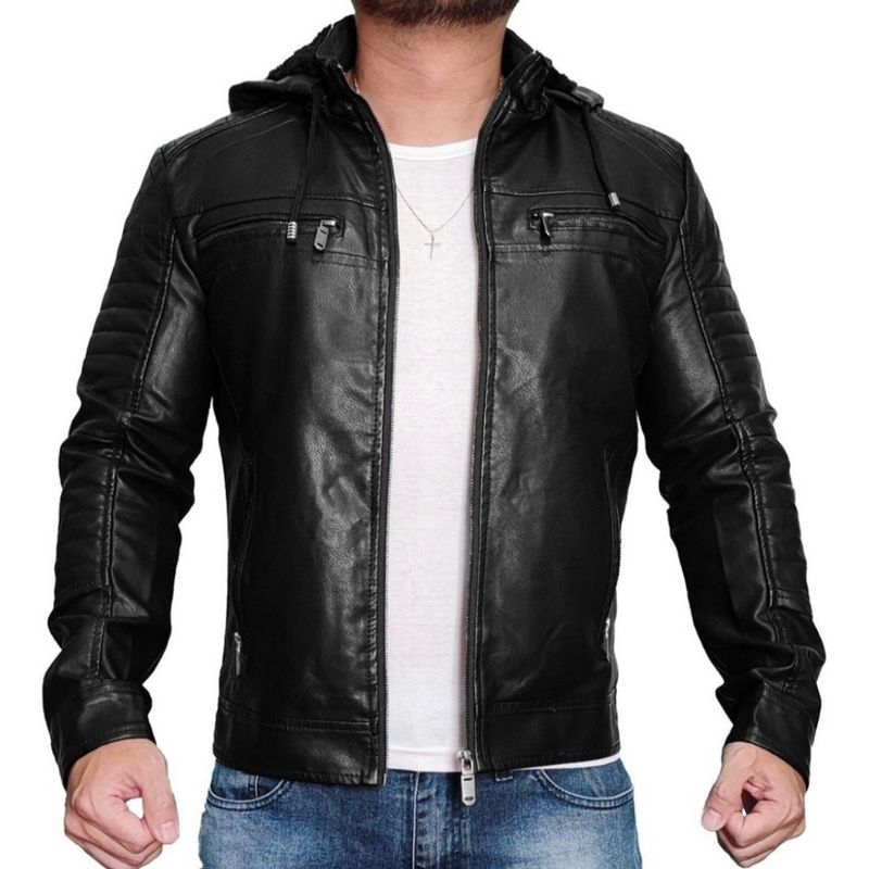 Look jaqueta best sale de couro masculina