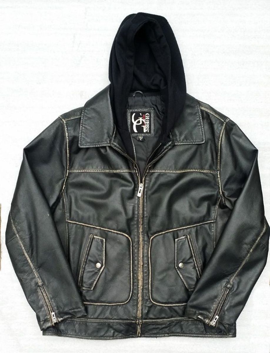 jaqueta guess couro masculina