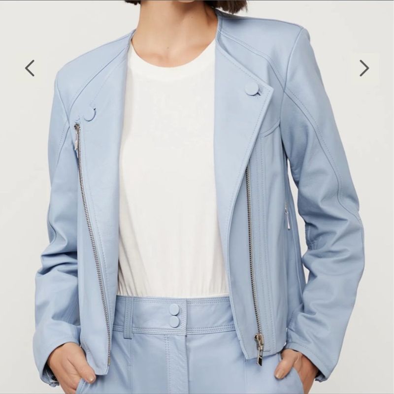 Jaqueta Couro Legítimo Animale Azul Claro Animale Usado