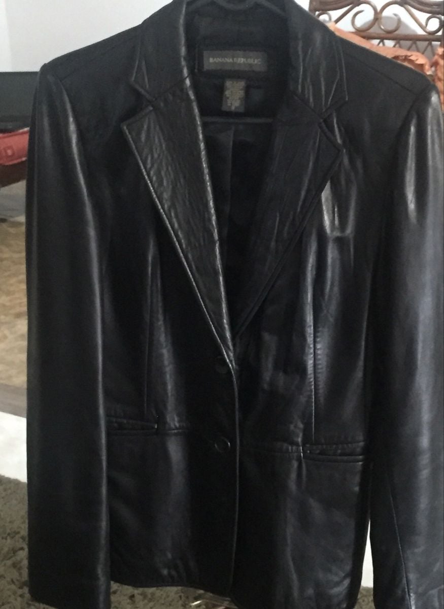 jaqueta de couro banana republic
