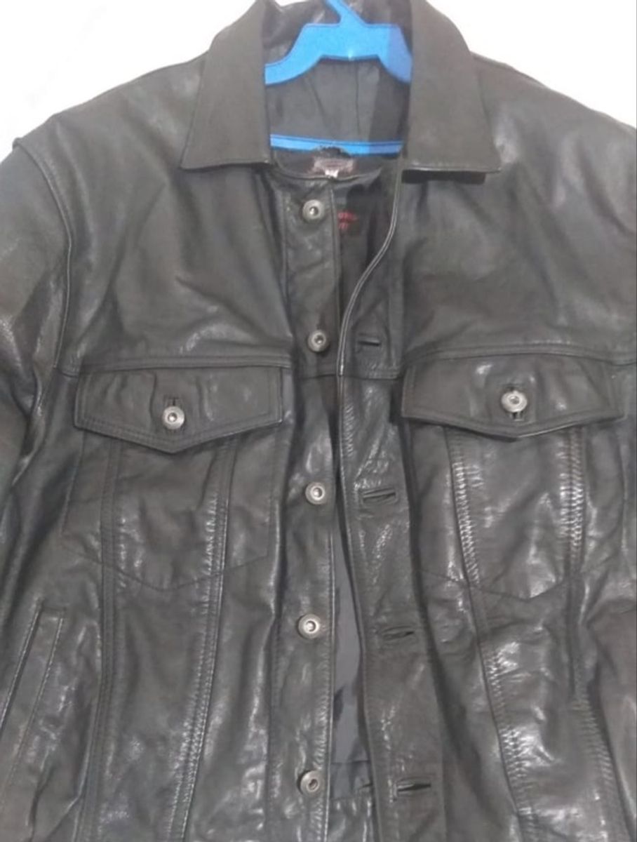 jaqueta de couro de boi legitimo