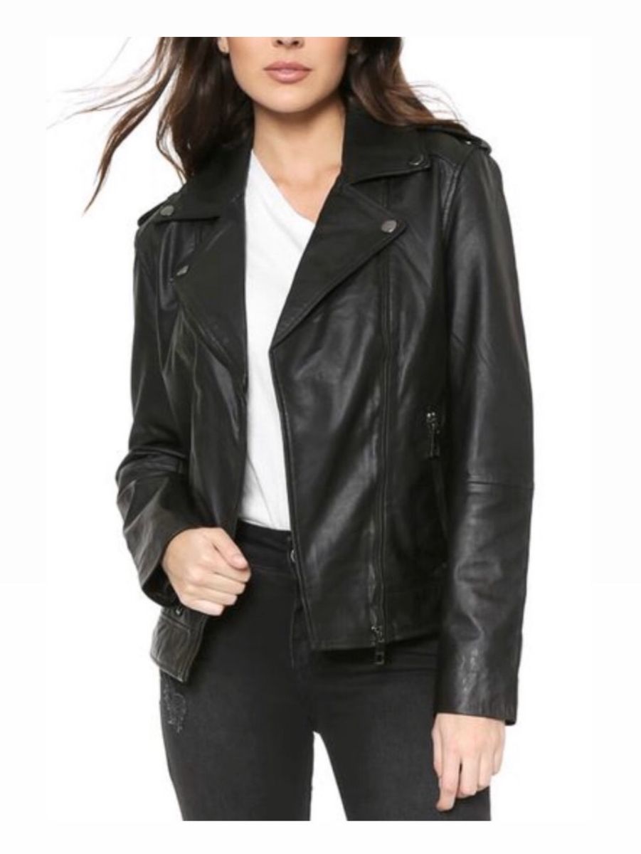 jaqueta de couro legitimo feminina ellus