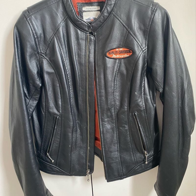 Jaqueta de couro hot sale harley davidson feminina