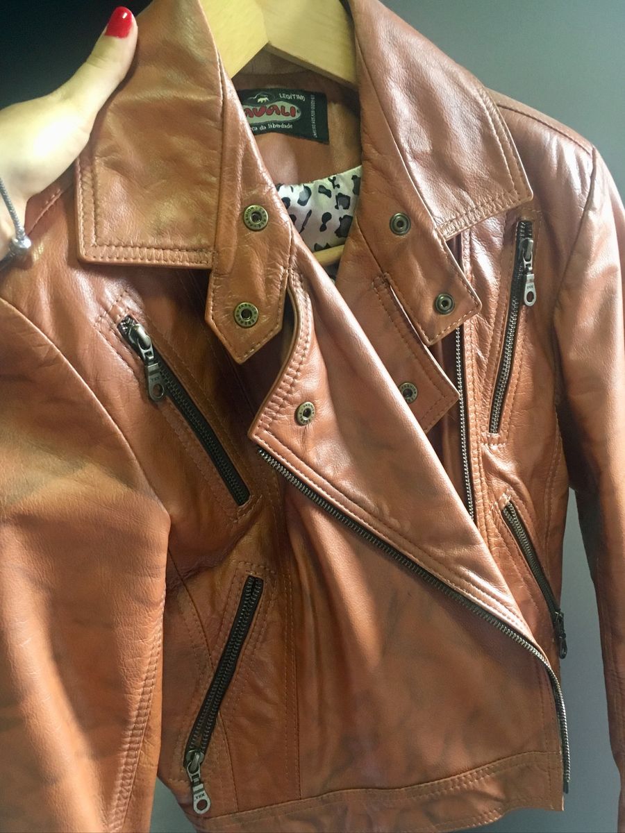 jaqueta de couro legitimo javali