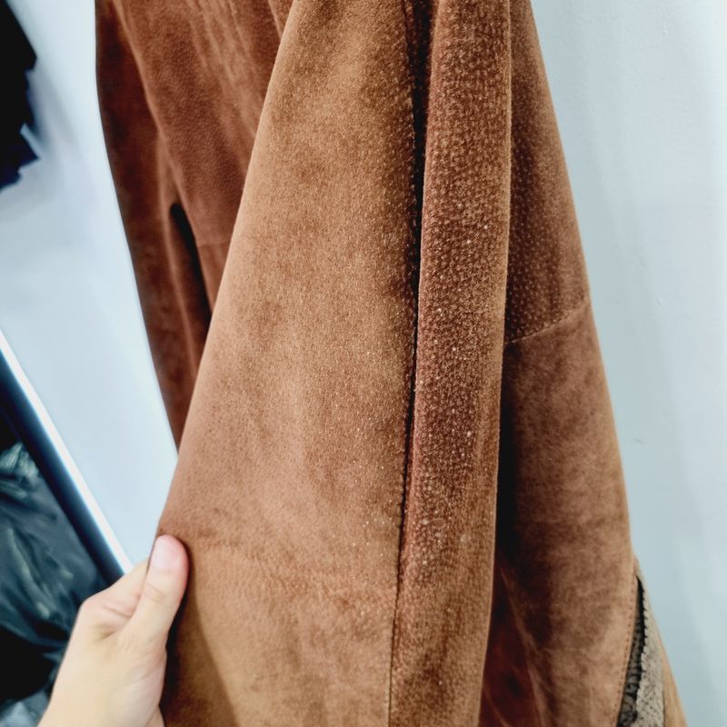 Jaqueta Couro Legítimo Marrom Camurça Feminino Vintage Sobretudo Tamanho G  Casaco Feminino Leather Usado 99279795 enjoei