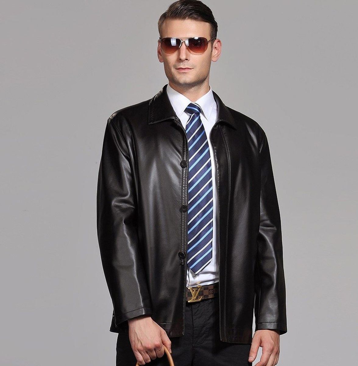 blazer masculino couro