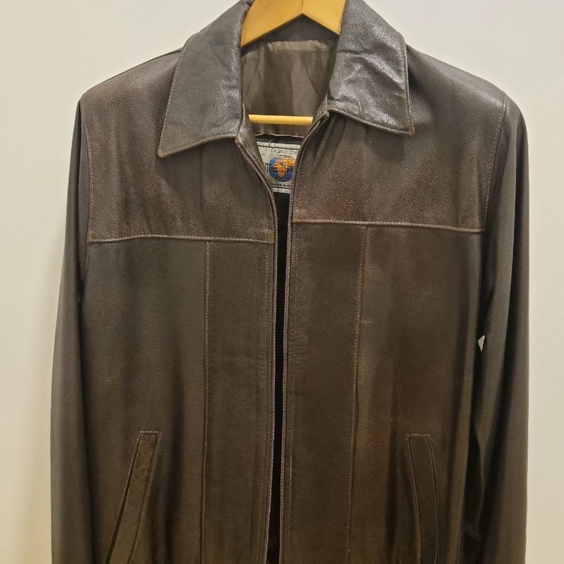 Jaqueta Masculina Jaqueta De Couro Feminina Usada Jaqueta Couro