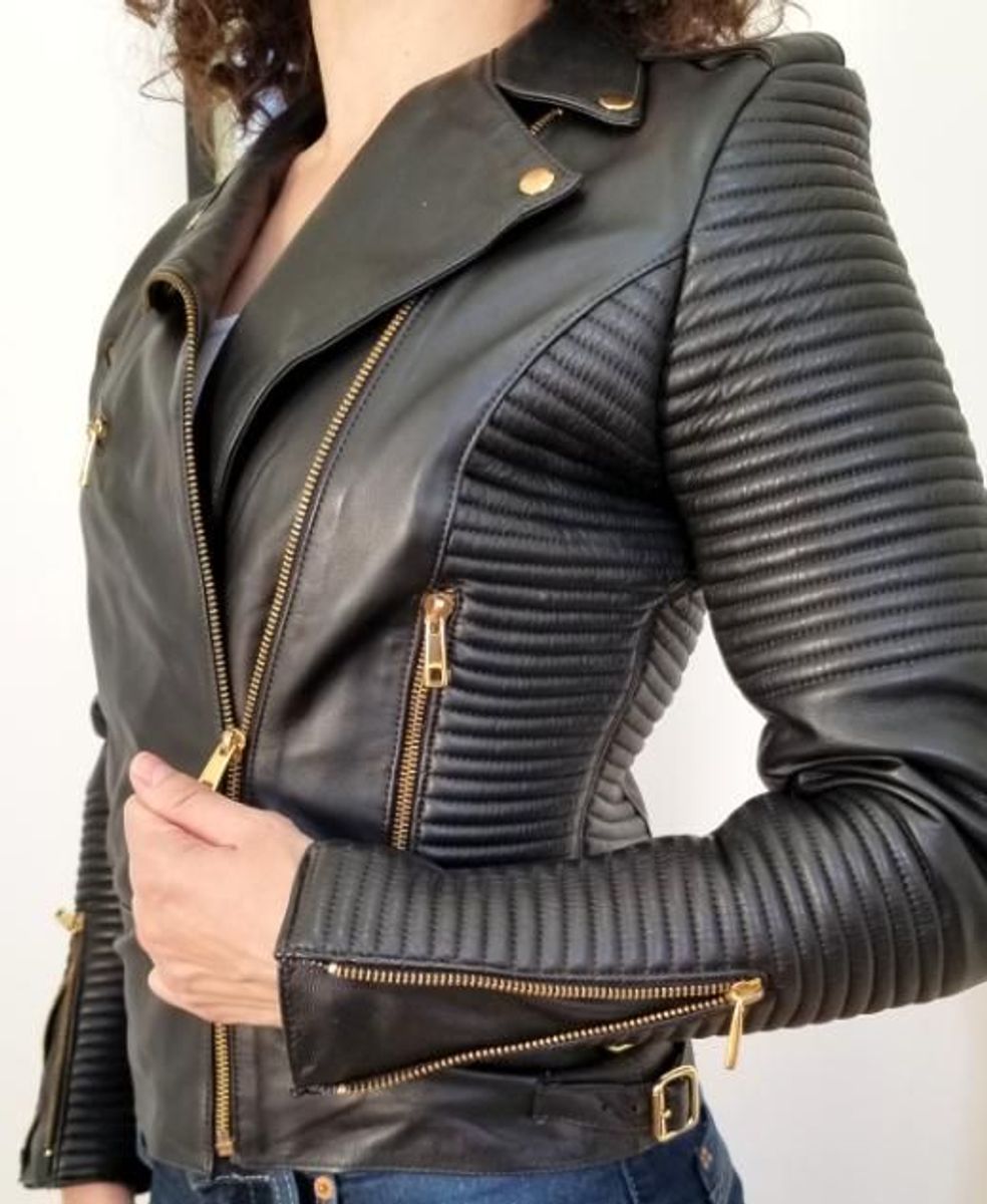 jaqueta de couro de pelica feminina