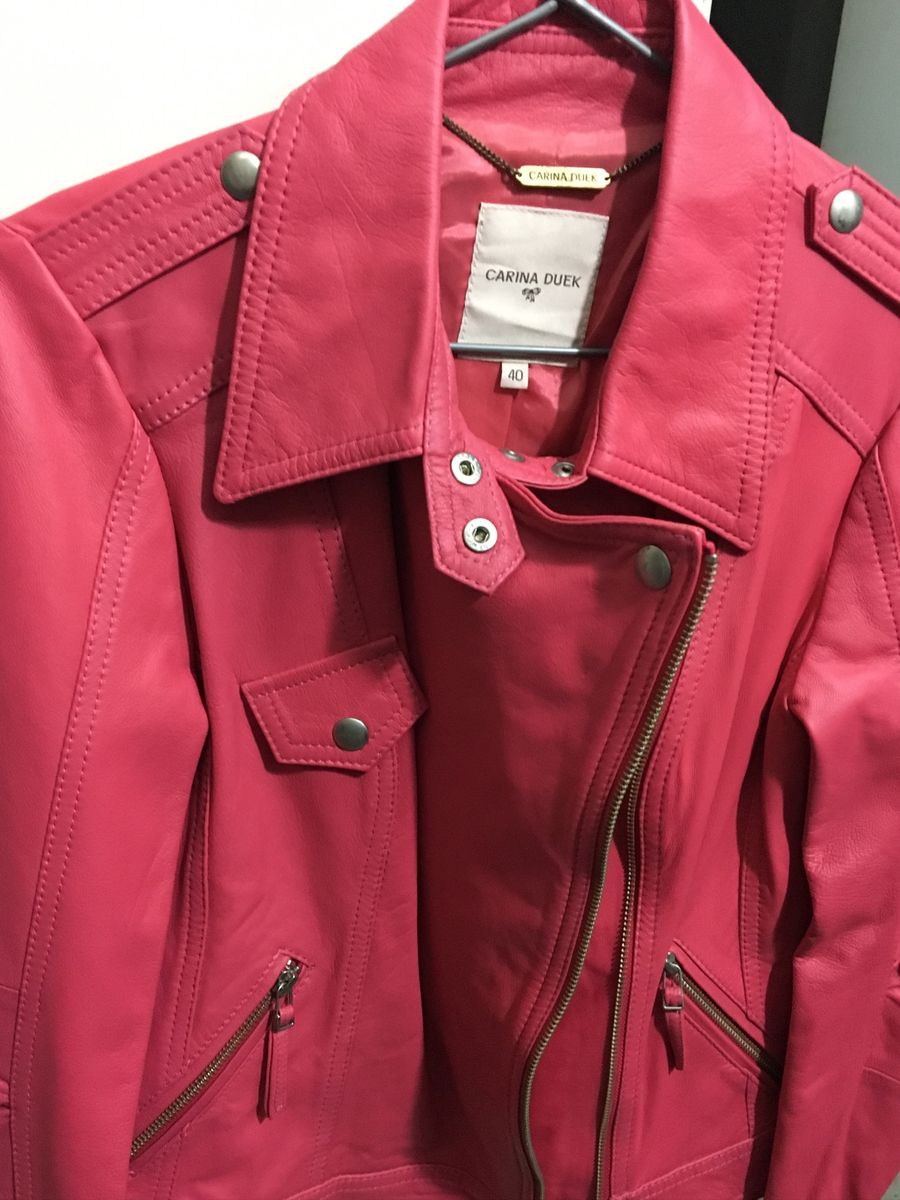 jaqueta de couro pink