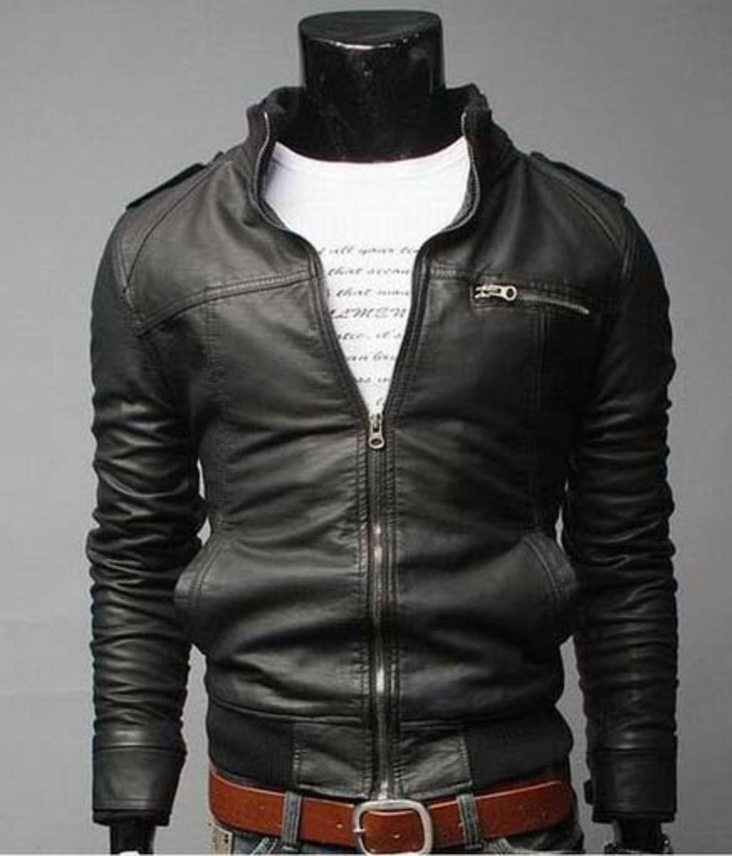 jaqueta de couro masculina slim renner