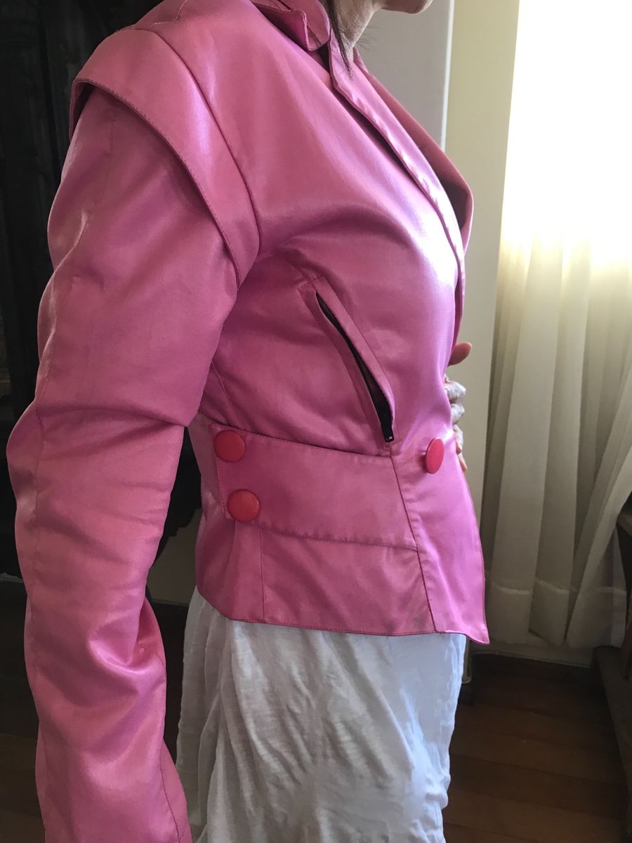 jaqueta rosa de couro