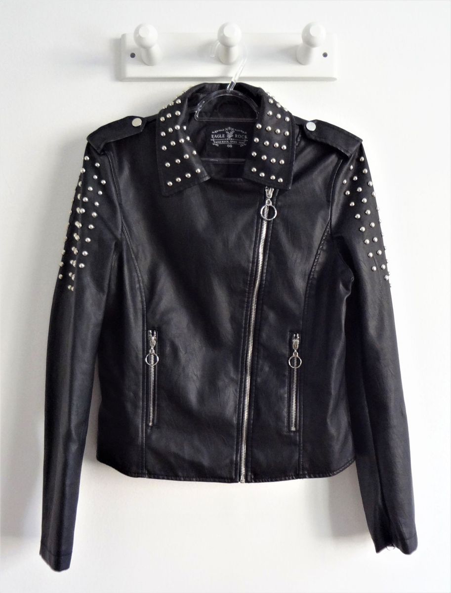 jaqueta couro tachas