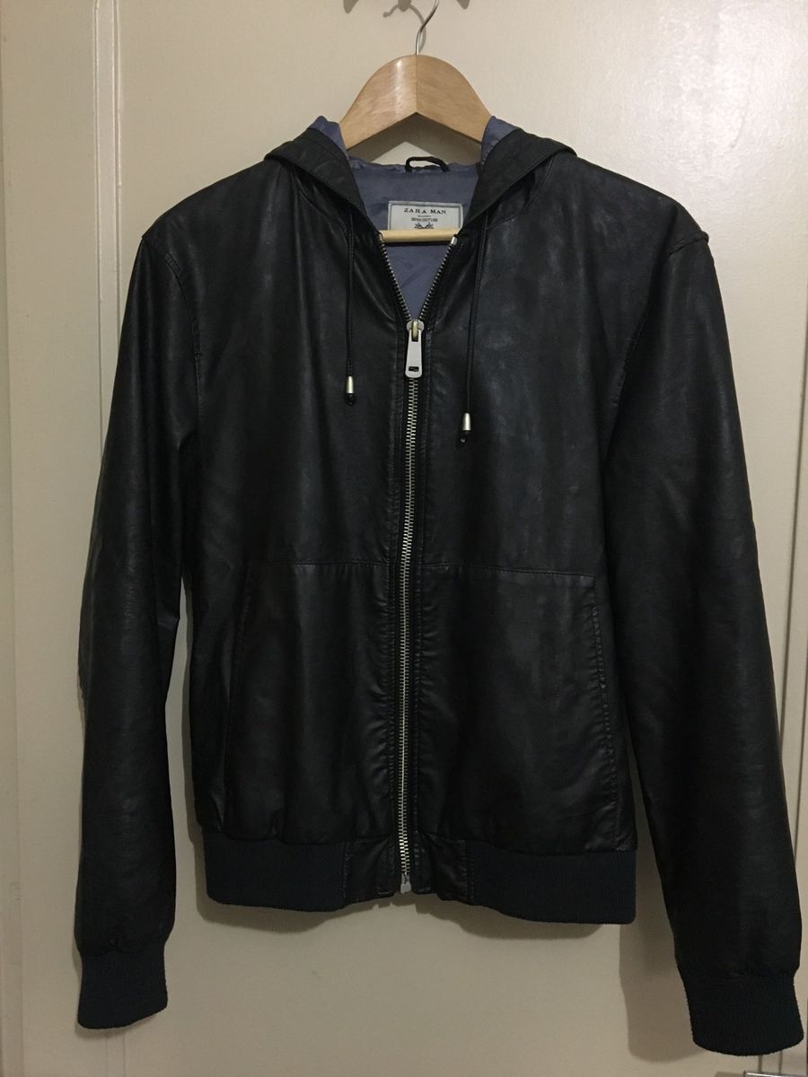 jaqueta masculina zara man couro sintético
