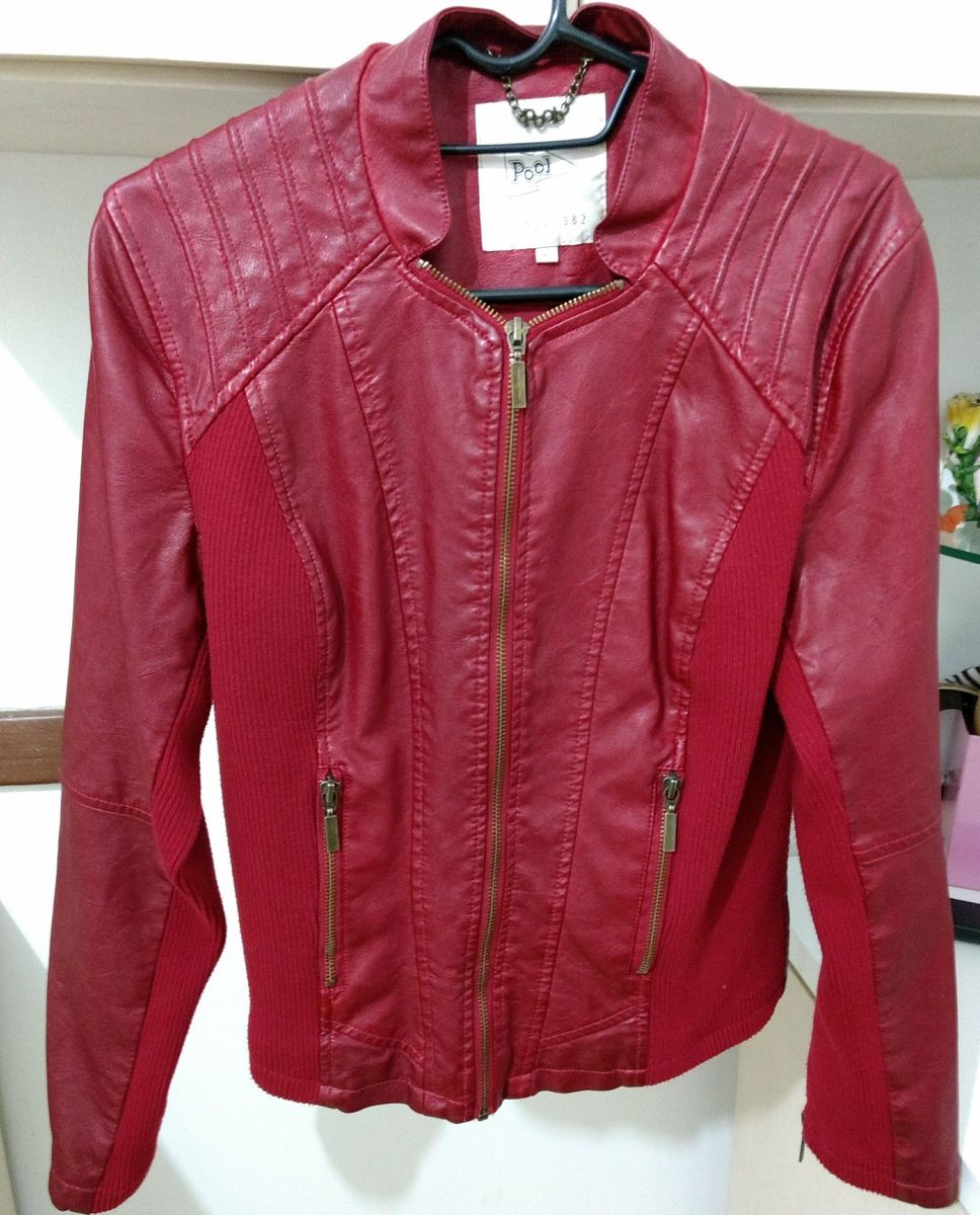 jaqueta couro vermelha