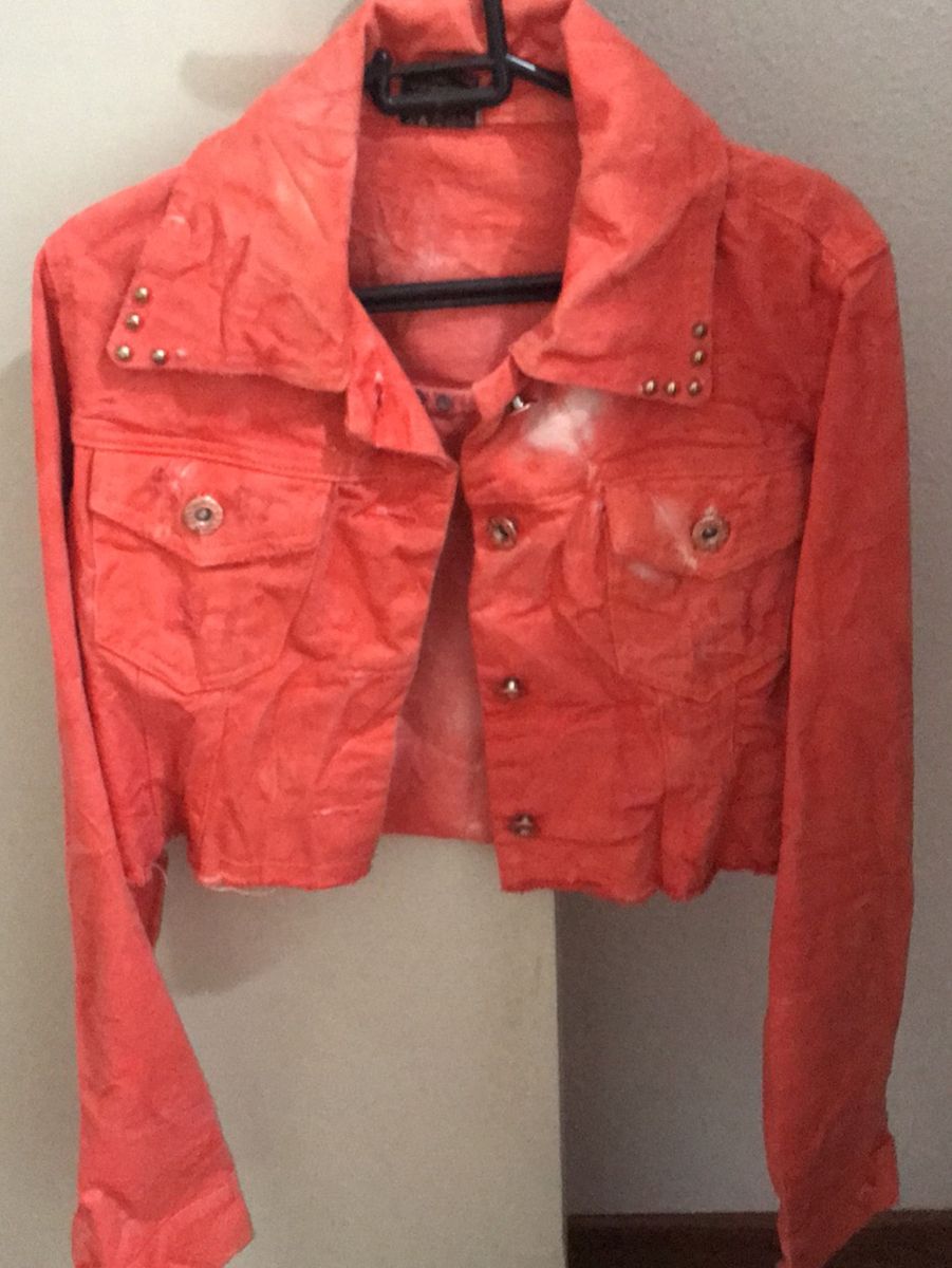 jaqueta jeans laranja