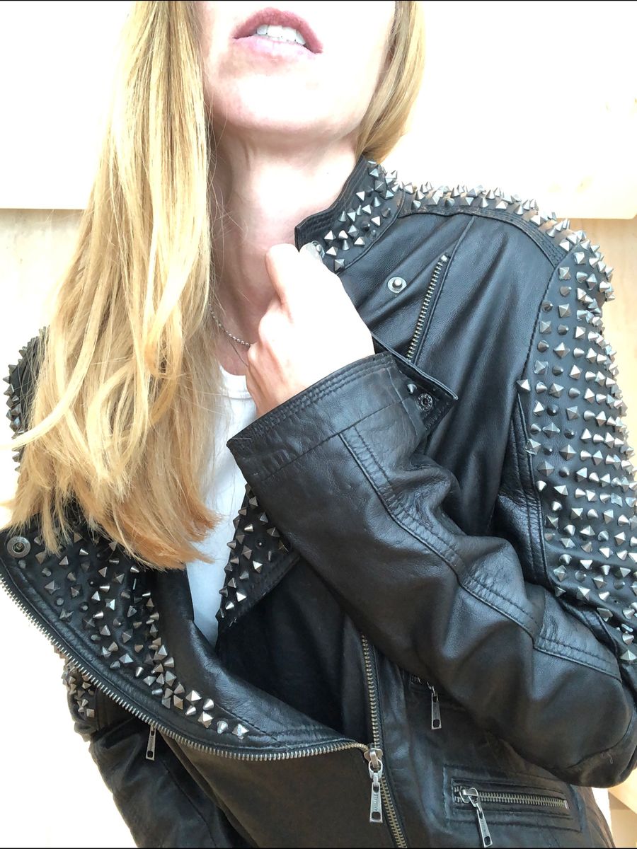 jaqueta de couro feminina rock