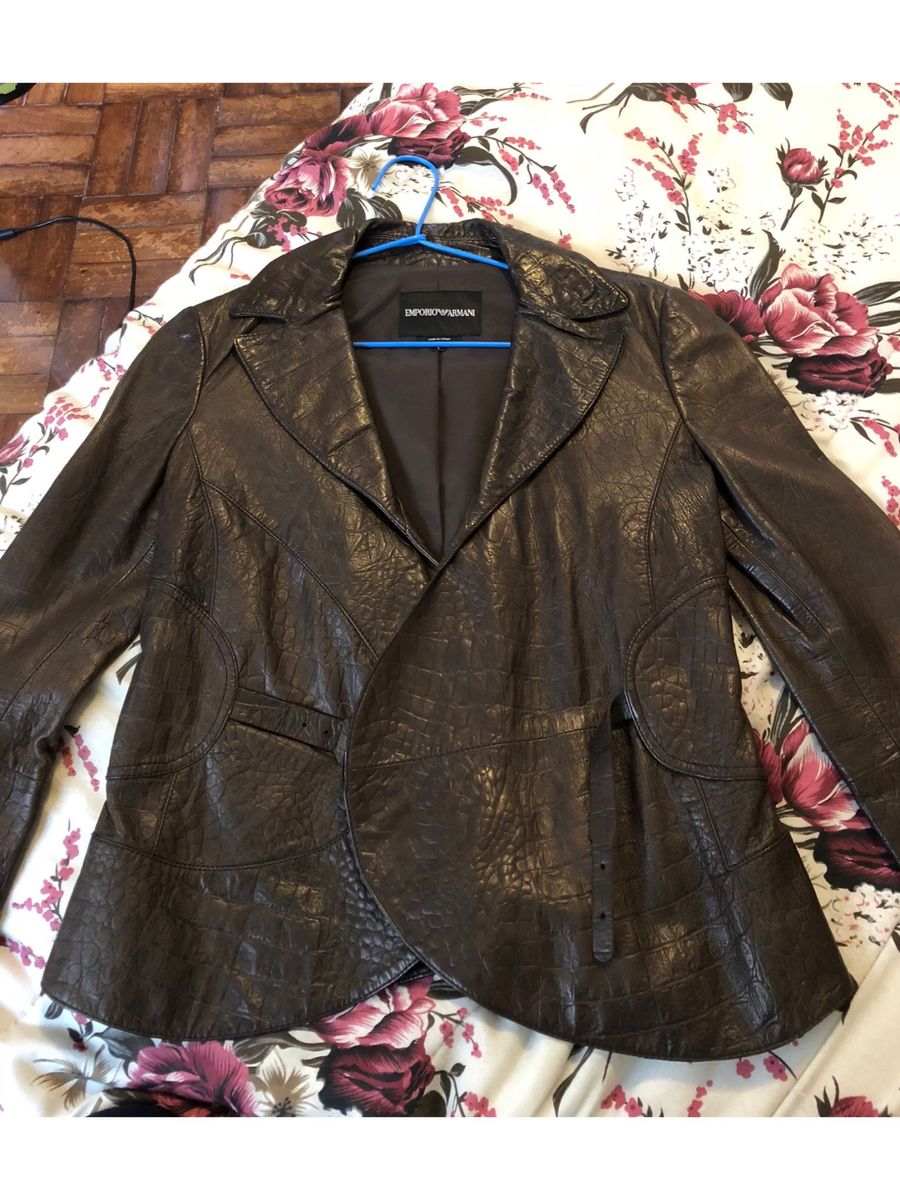 jaqueta de couro armani feminino