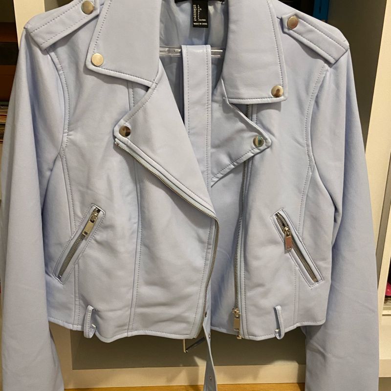 Jaqueta de Couro Azul Bebê Casaco Feminino Forever 21 Usado 39561759  enjoei