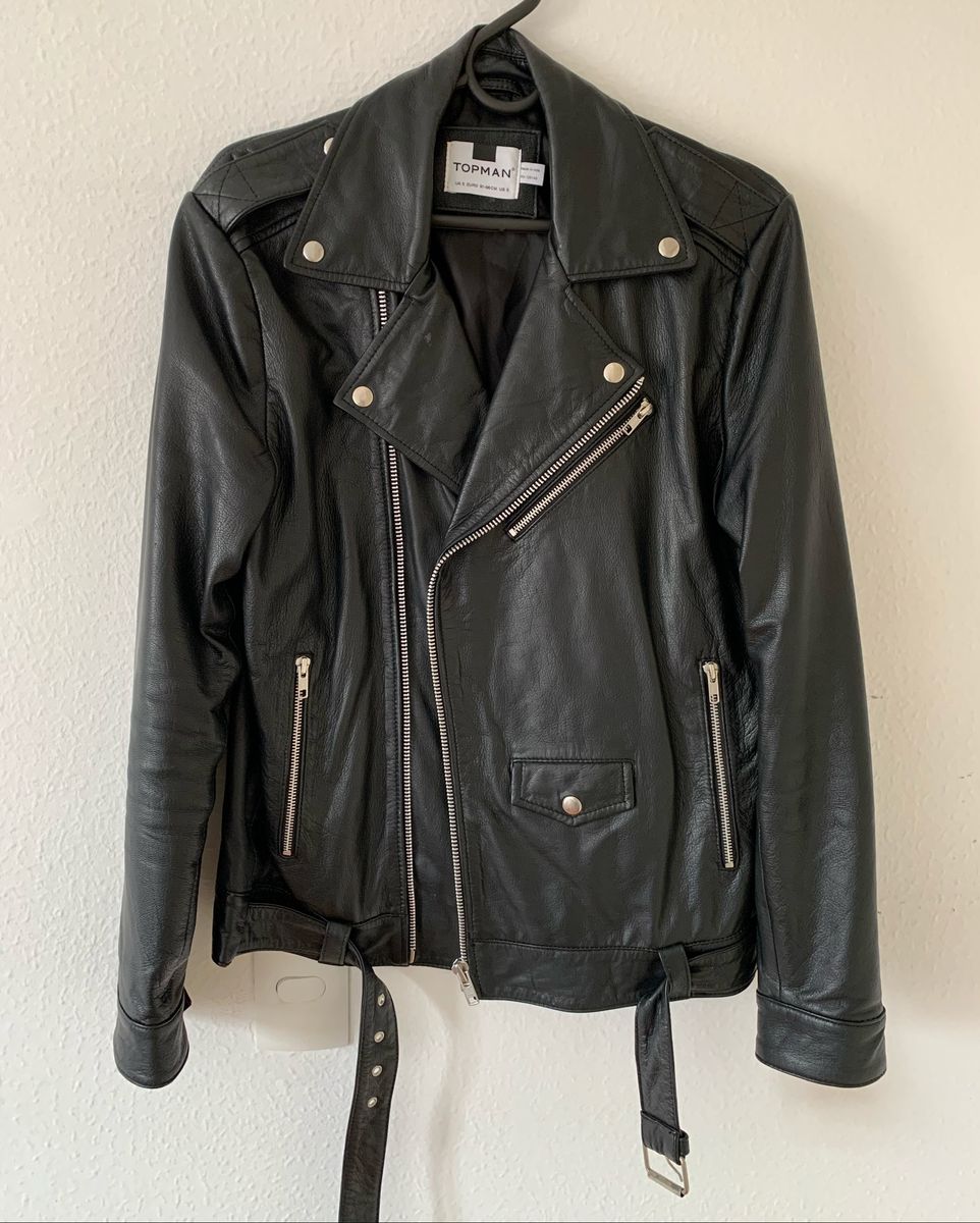 jaqueta de couro biker masculina