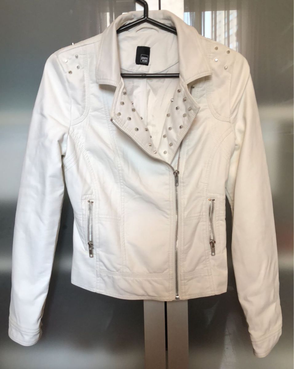 jaqueta couro branca feminina