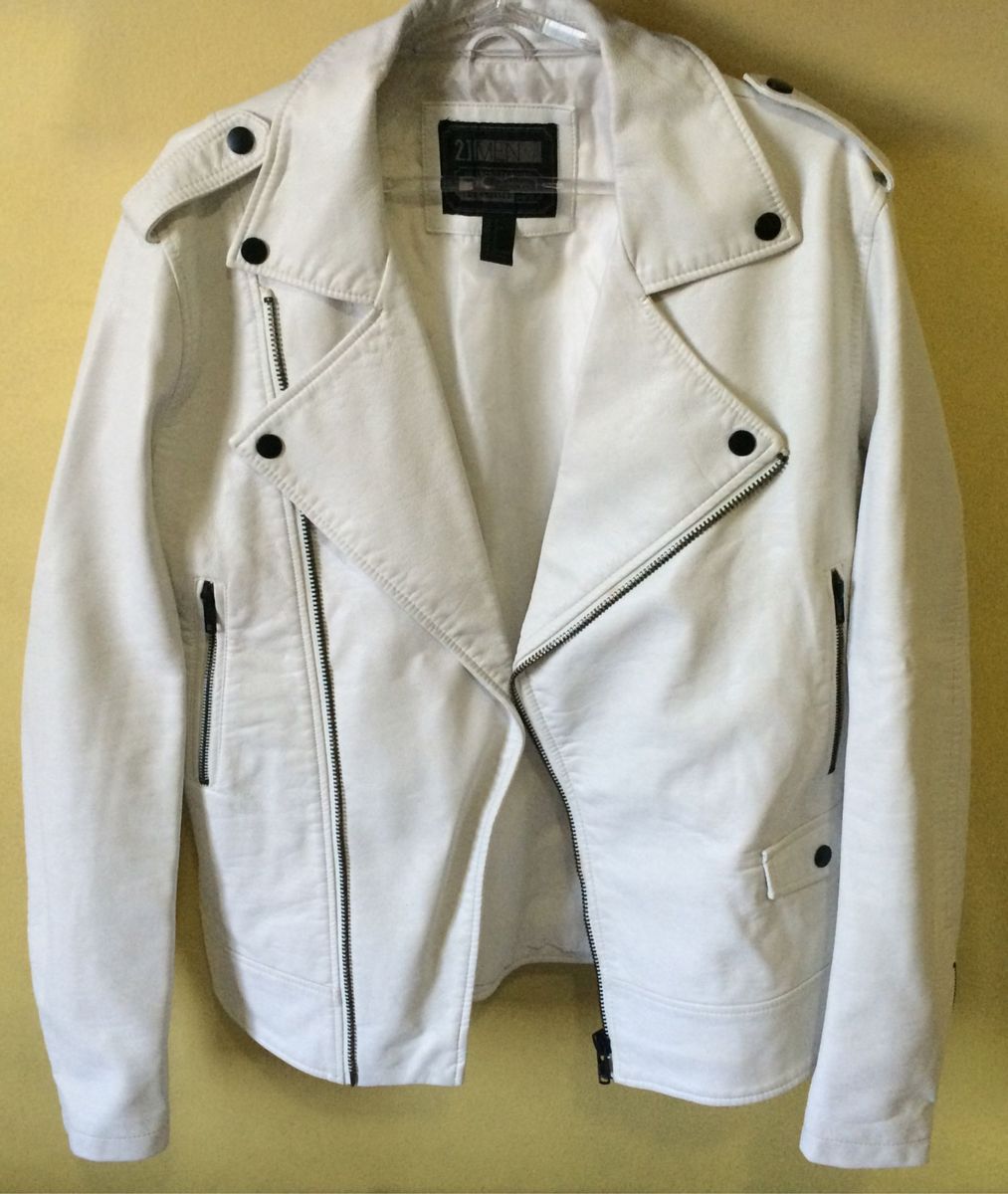 jaqueta couro branca masculina