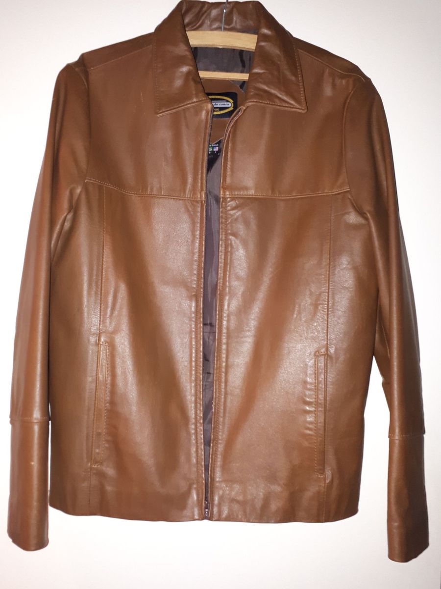 jaqueta de couro caramelo masculina