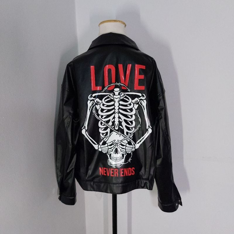 Vest Jaqueta De Rock Leather Jacket Jaqueta De Couro Caveira