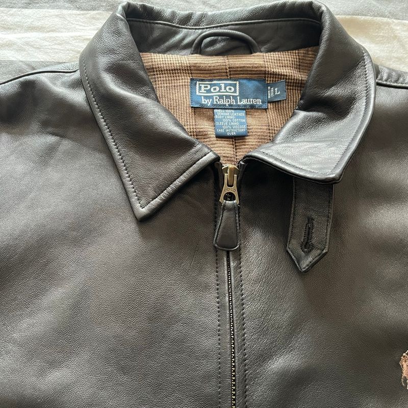 Jaqueta de Couro de Carneiro Polo Ralph Lauren Tm Grande Marrom Escuro  Usada Vez! Impecável Casaco Masculino Polo Ralph Lauren Usado 95244028 