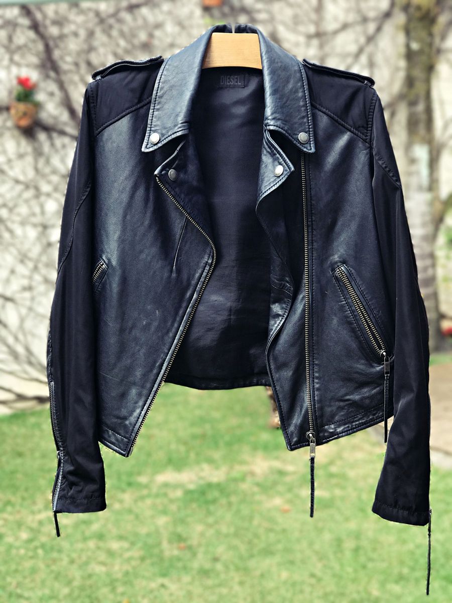 jaqueta de couro diesel feminina
