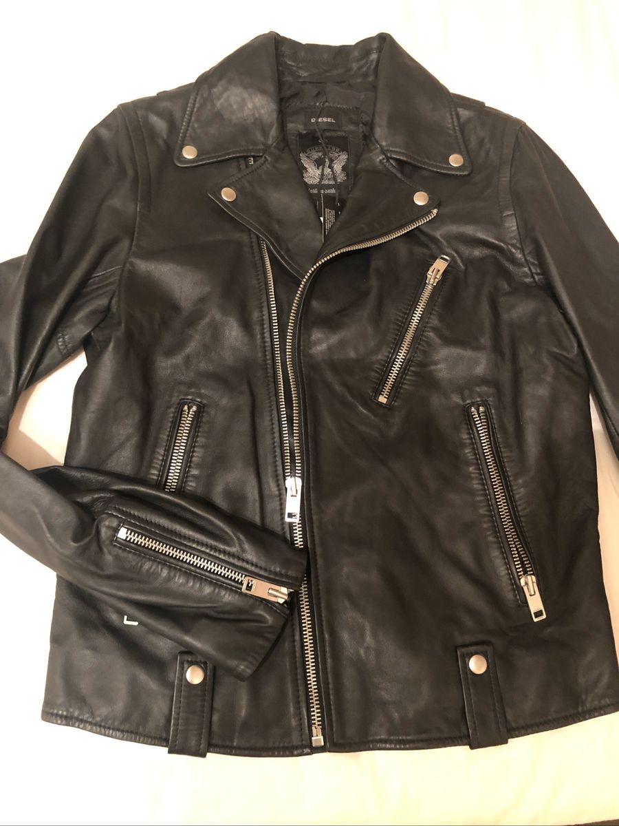 jaqueta de couro diesel masculina