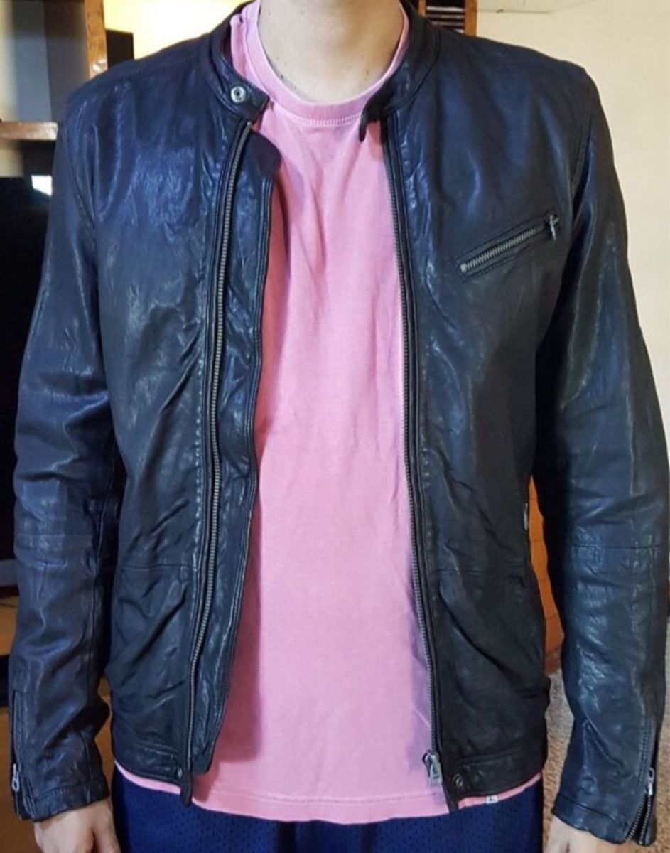 jaqueta de couro diesel masculina