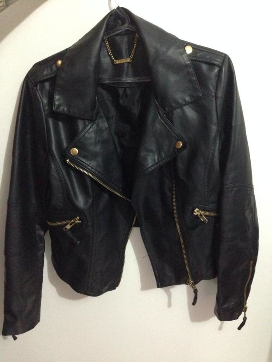 jaqueta de couro feminina m officer