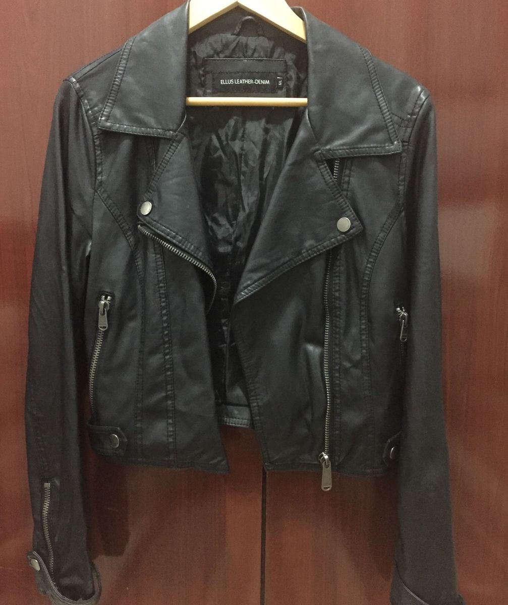jaqueta de couro feminina ellus