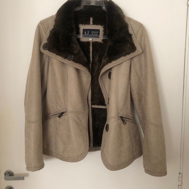 Jaqueta de Couro Emporio Armani Casaco Feminino Emporio Armani