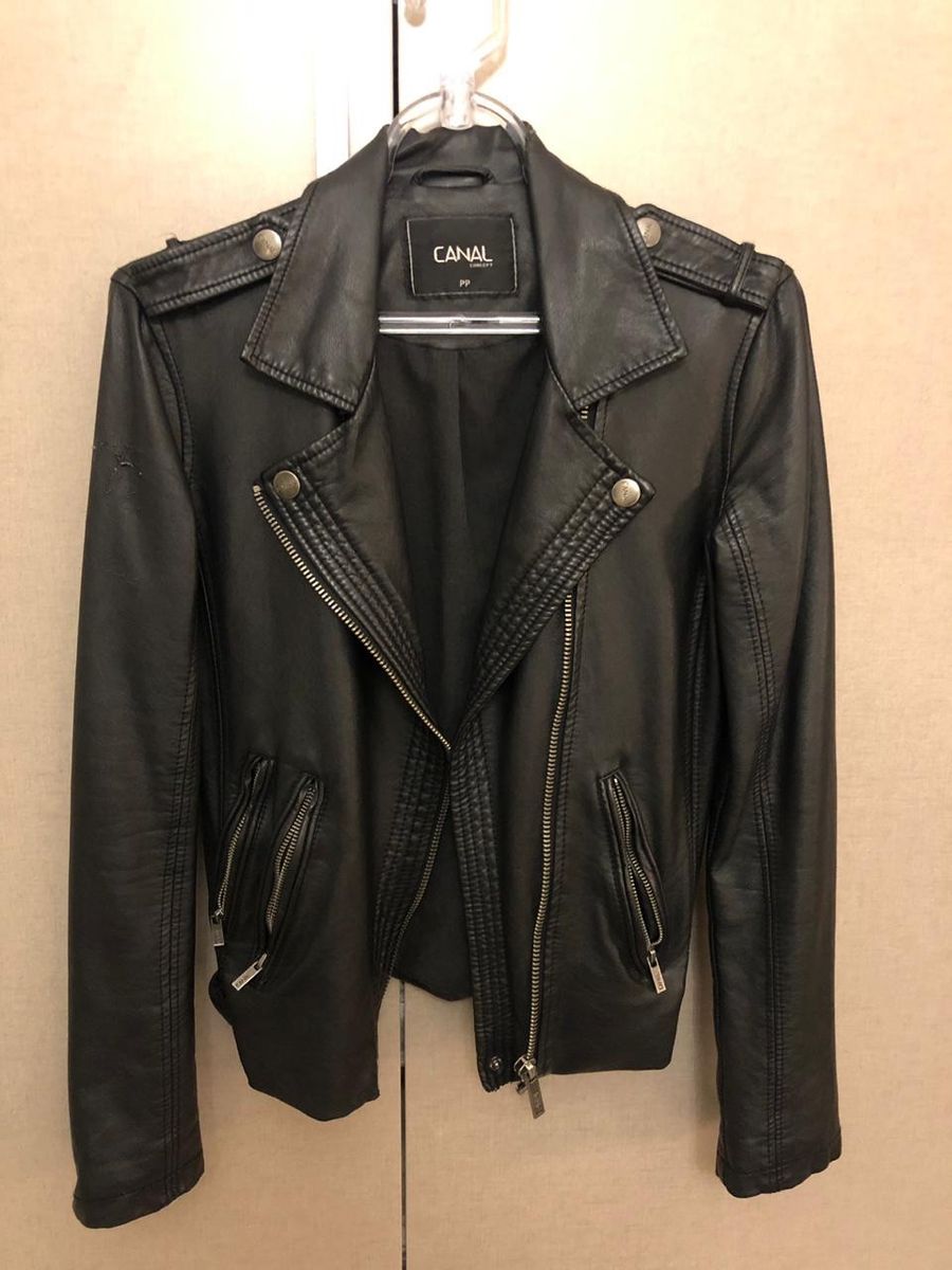 jaqueta de couro canal