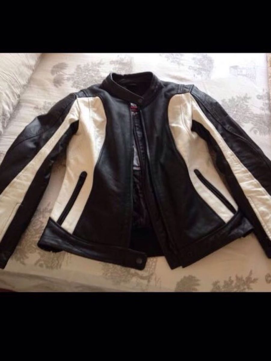jaqueta de couro com proteção para motociclista