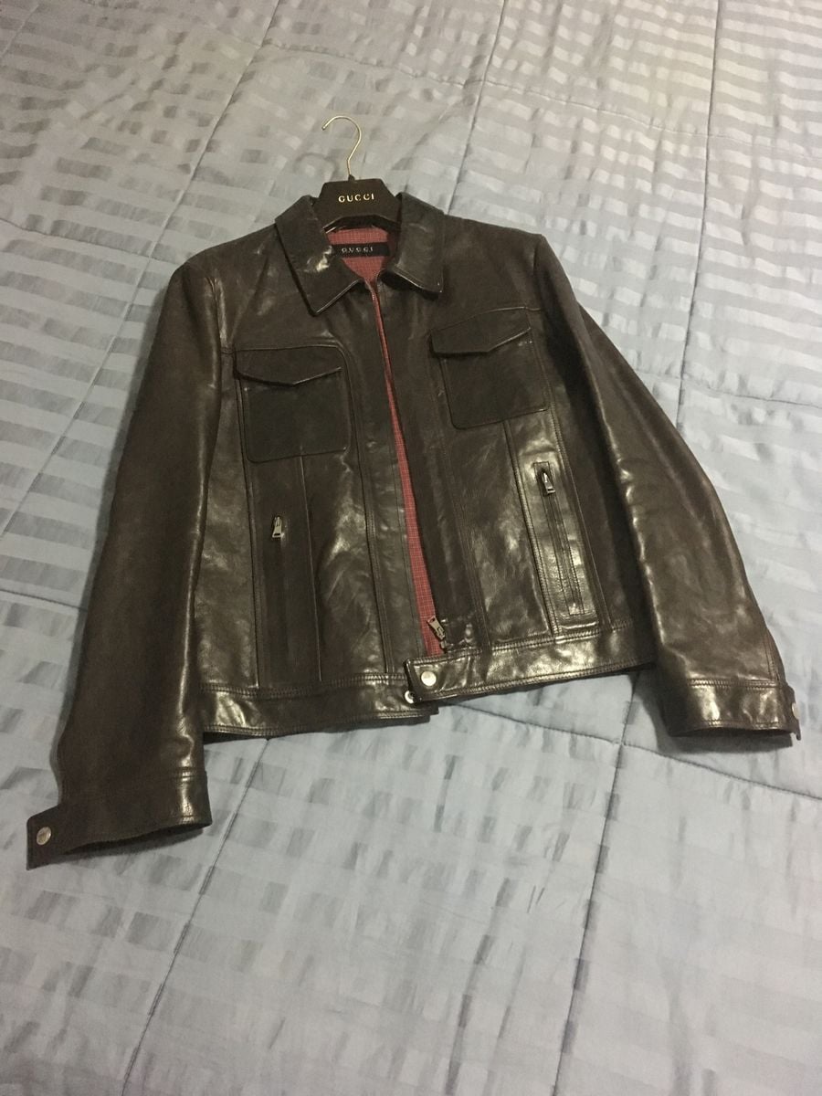 jaqueta de couro gucci