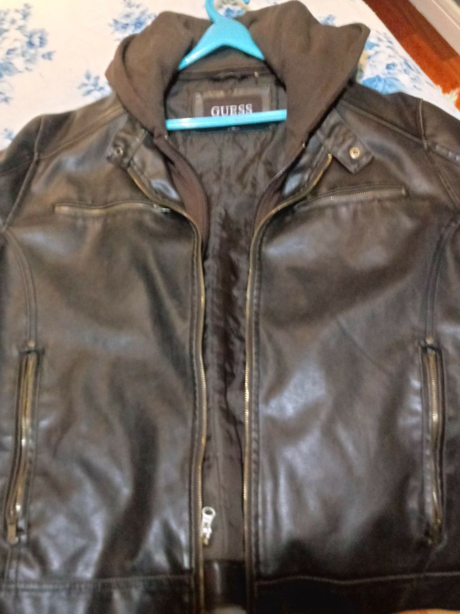 jaqueta guess couro masculina