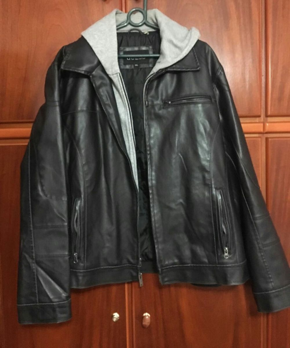 jaqueta guess couro masculina