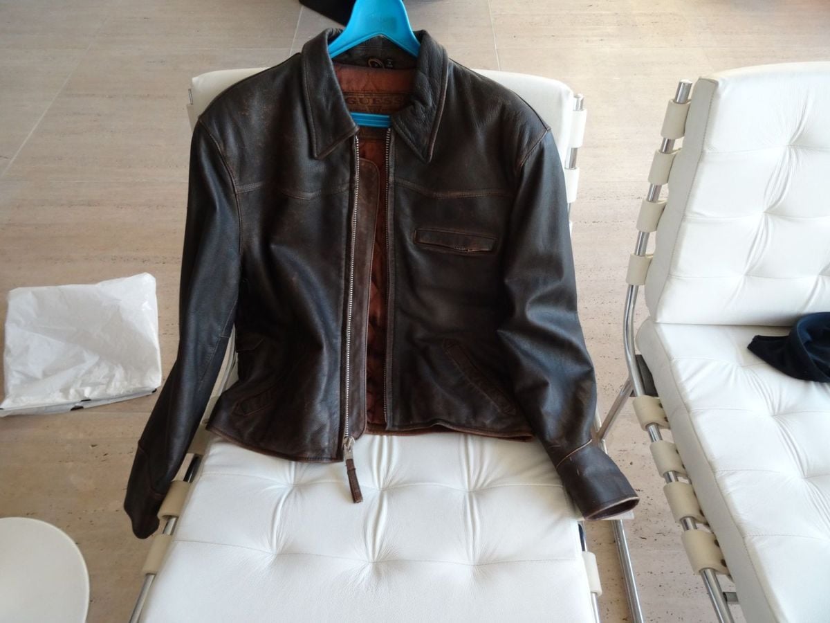 jaqueta couro guess feminina