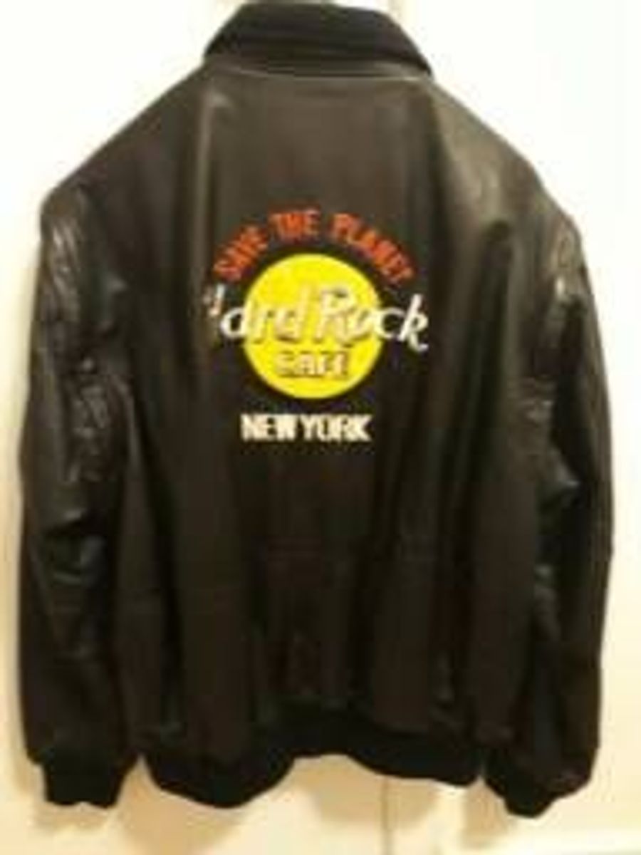 jaqueta de couro hard rock cafe