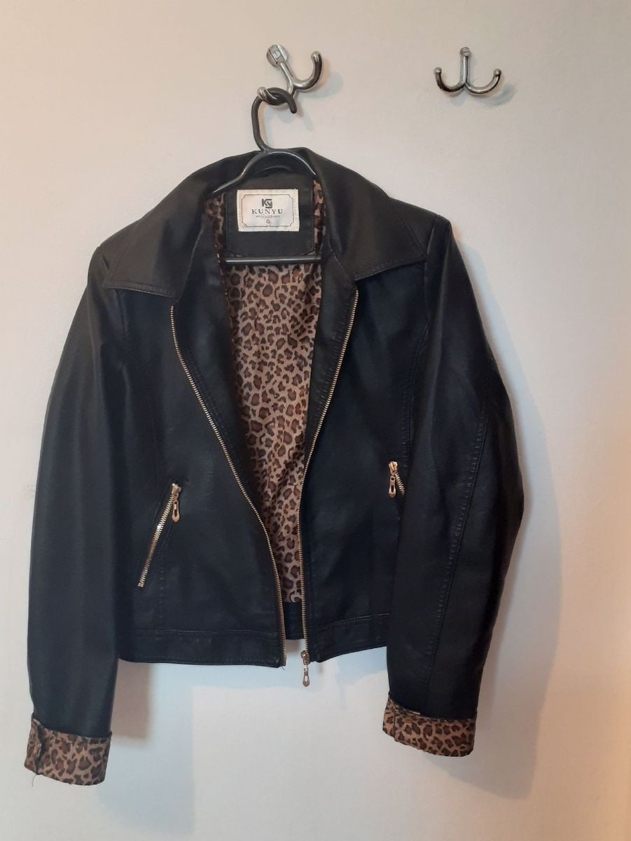 kunyu jaqueta de couro
