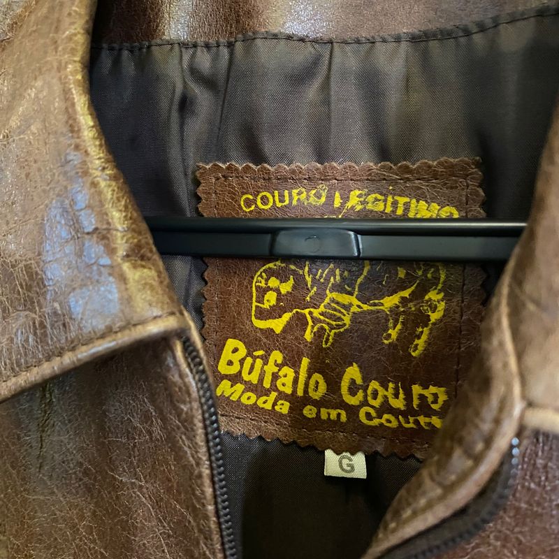 Jaqueta de Couro Legítimo Marrom Feminino Tamanho G Búfallo Couro - Main Image