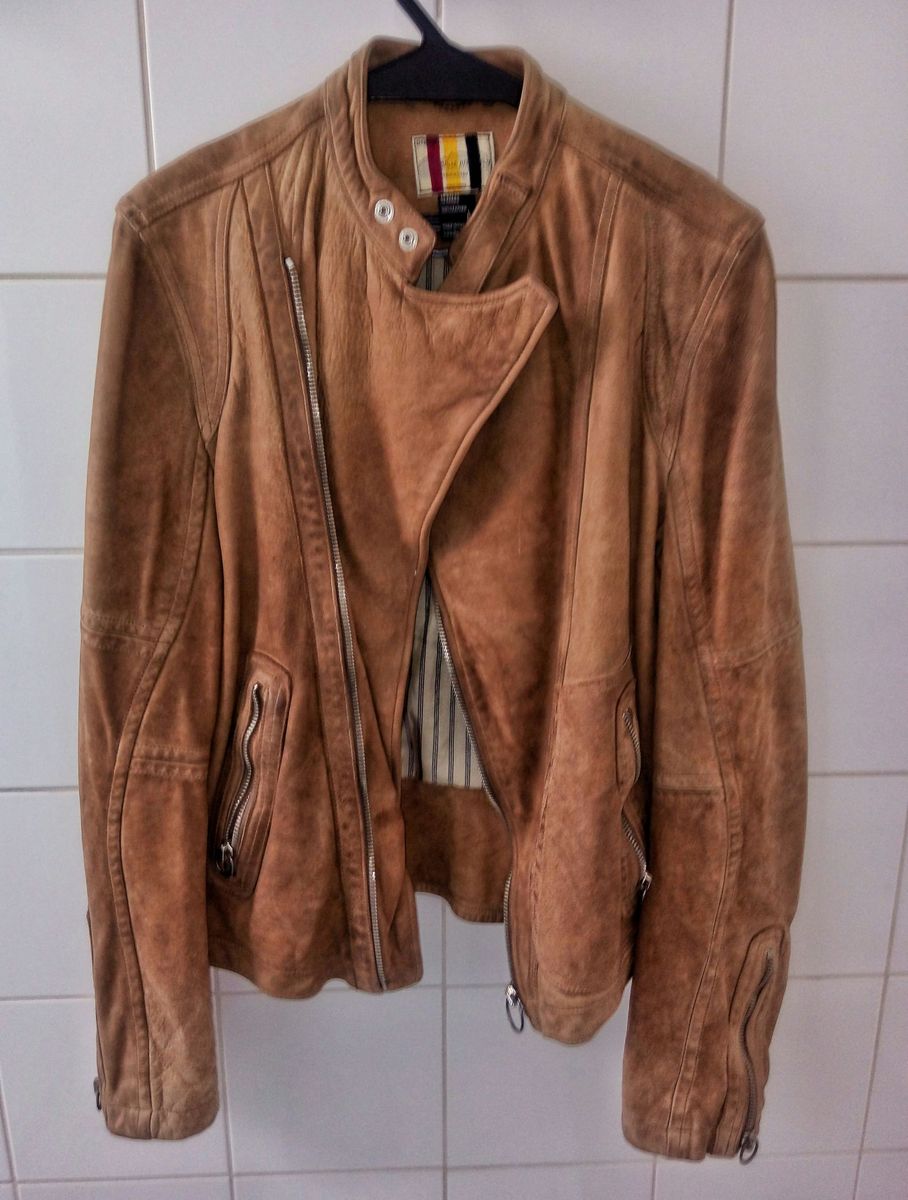 jaqueta de couro caramelo masculina
