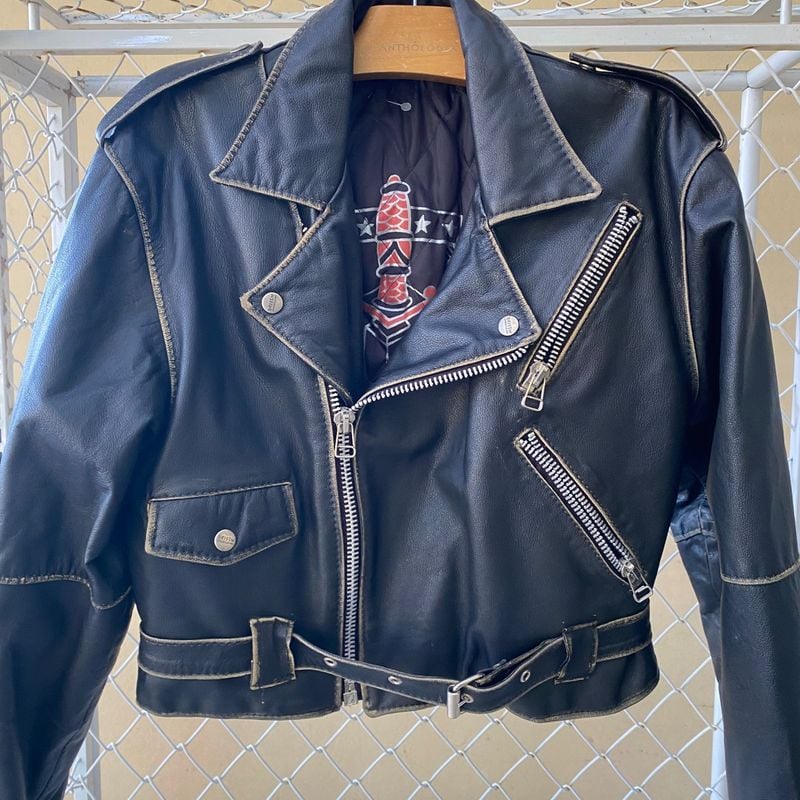 Jaqueta de Couro Legítimo Origem Biker Jaqueta De Couro Usado