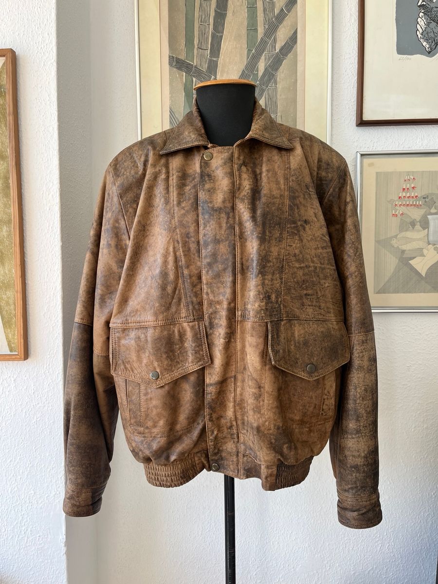 Jaqueta de Couro Legítimo Vintage Cgc G 52 | Casaco Feminino Vintage ...